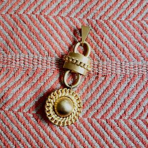 Vintage Bold 80's Gold Tone Geometric Rope Pendant Retro/Avant Garde/Statement